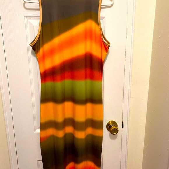Gold and Orange Sleeveless Maxi Dress NWOT Size Large - Picture 10 of 13